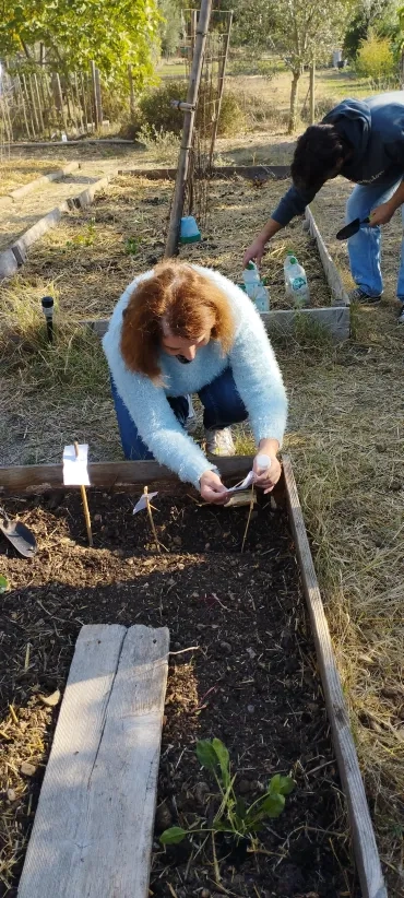 Une participante étiquette son semis