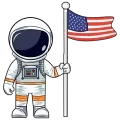 Illustration d'un astronaute avec un drapeau américain dans une main