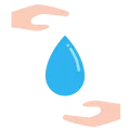 Illustration d'une goutte d'eau entre deux mains