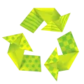 Logo du recyclage ou boucle de Möbius en origami : trois flèches formant un triangle symbolisant un cycle sans fin de recyclage