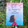 Le livre Les plantes sont fascinantes est présenté au milieux de différents plantes pour illustrer son contenu