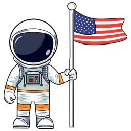 Illustration d'un astronaute avec un drapeau américain dans une main