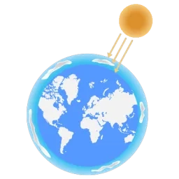 Illustration du soleil et de la Terre avec son atmosphère