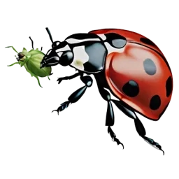 Illustration d'une coccinelle mangeant un puceron