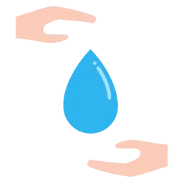 Illustration d'une goutte d'eau entre deux mains