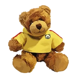 Illustration d'un nounours en peluche qui porte un polo jaune