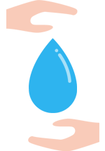 Illustration d'une goutte d'eau entre deux mains
