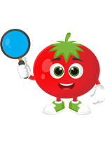 Illustration d'une tomate avec une loupe