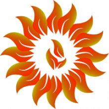 illustration avec des flammes en forme de Soleil