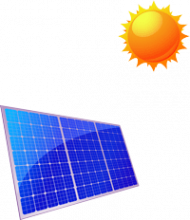 Soleil et panneau solaire photovoltaique