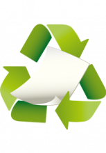 Sigle du recyclage avec l'illustration d'une feuille de papier au milieu