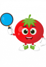 Illustration d'une tomate avec une loupe